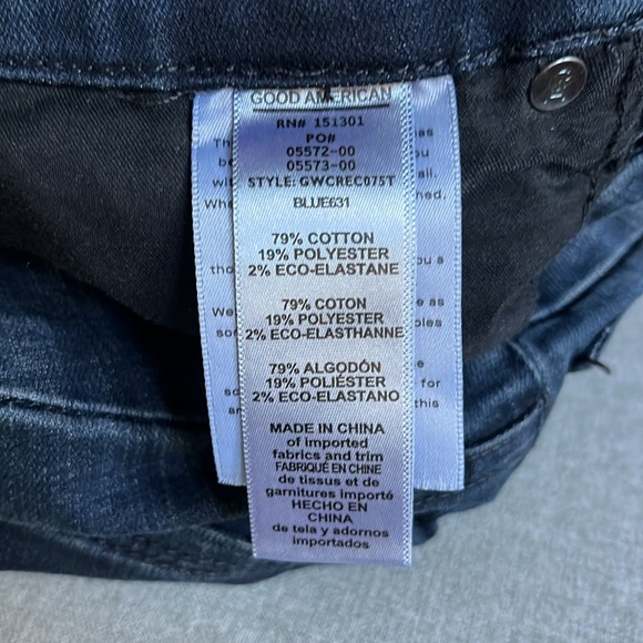 Good American Good Waist Cropped Raw Hem Dark Denim Jean - Picture 8 of 8